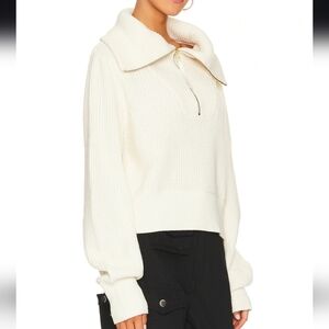 Varley Mentone Half Zip Knit Sweater Egret Small